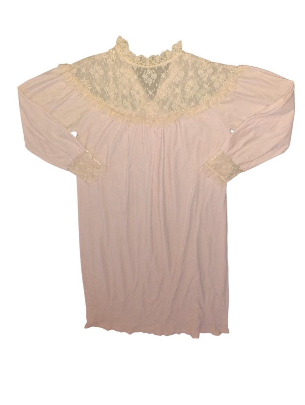 Women's Vintage Gilead Lace-Trim Nightgown Blush Pink Large